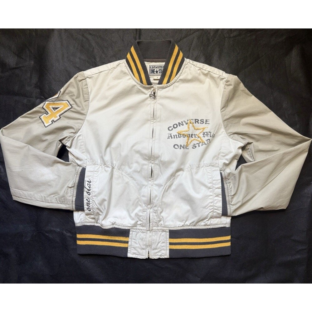 Converse One star Jacket Vtg Style Collegiate Full/Zip Y2K Embroidered 74 Sleeve